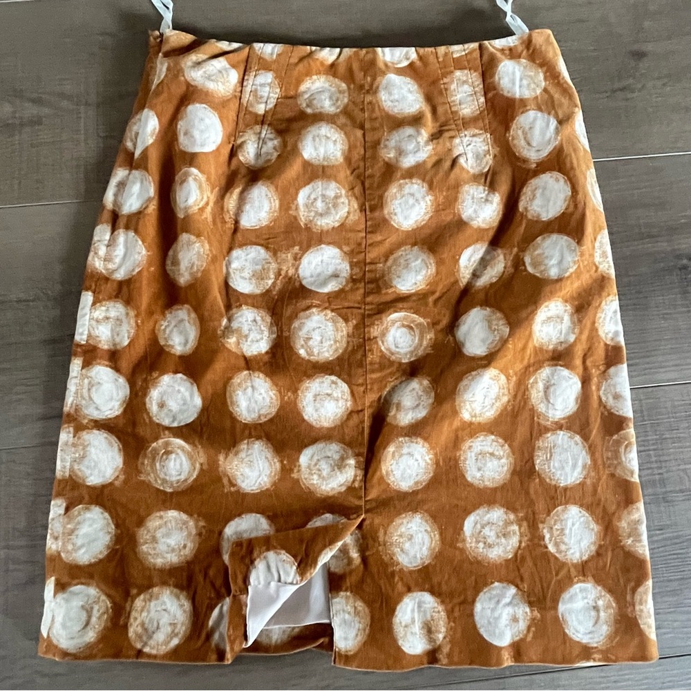MAEVE Anthropologie Corded Dots‎ Pencil Skirt Size 6 Mustard Gold Circles Lined - Picture 4 of 9